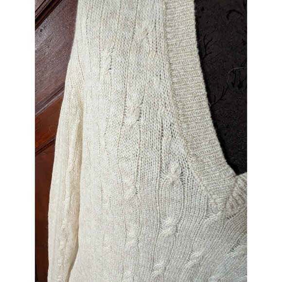 Loft Womens Cable Knit Wool Blend V-Neck Sweater M New - Picture 2 of 10